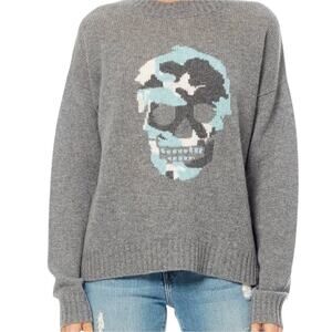 Skull Cashmere Gray and Blue Skull Sweater size small